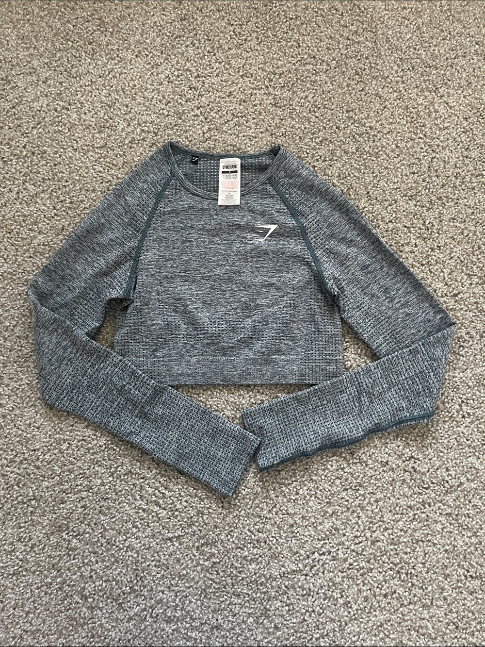 Gymshark Heathered Blue Vital Crop Top Size Small